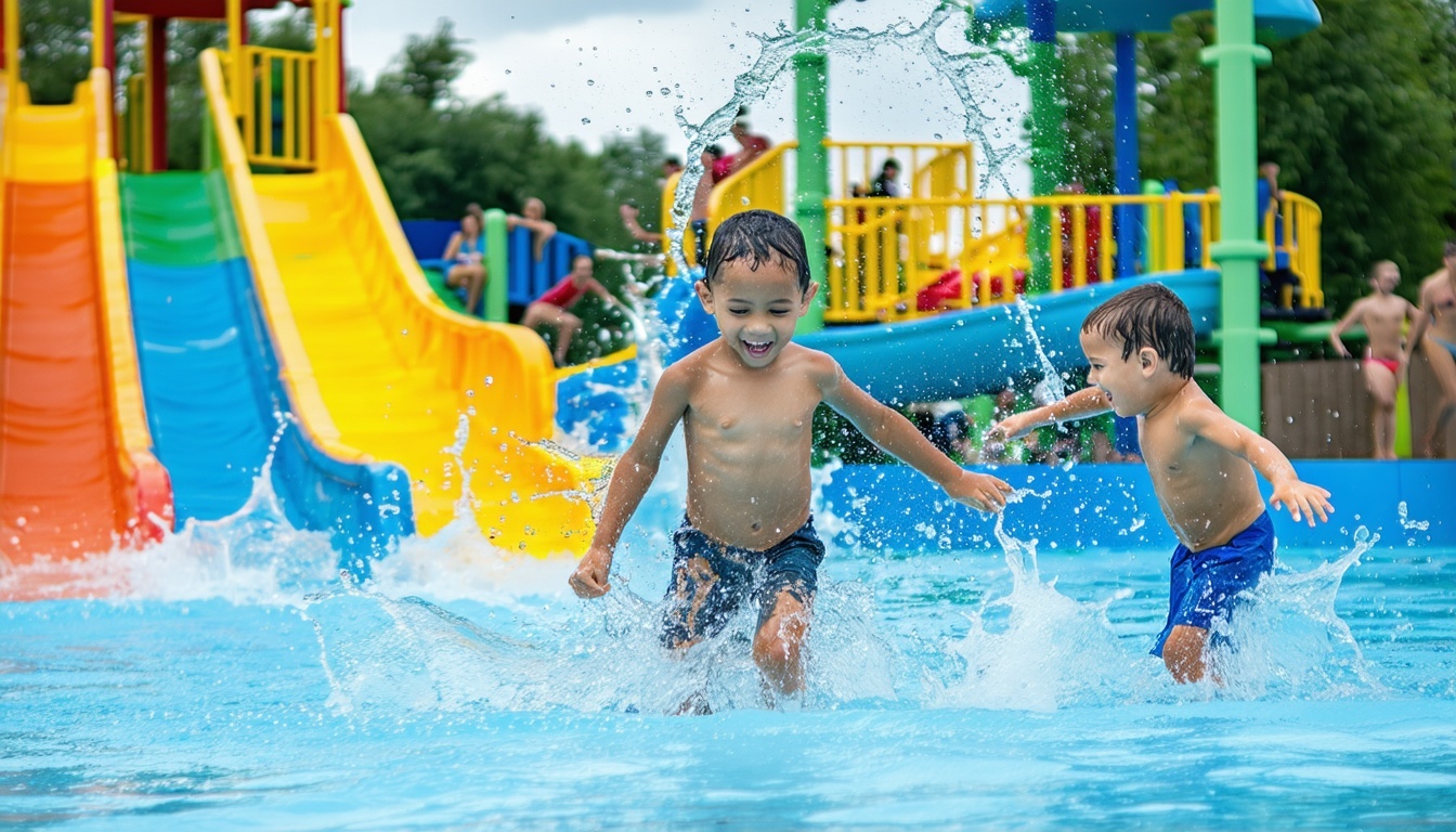 Children playing in a dedicated kids’ splash zone